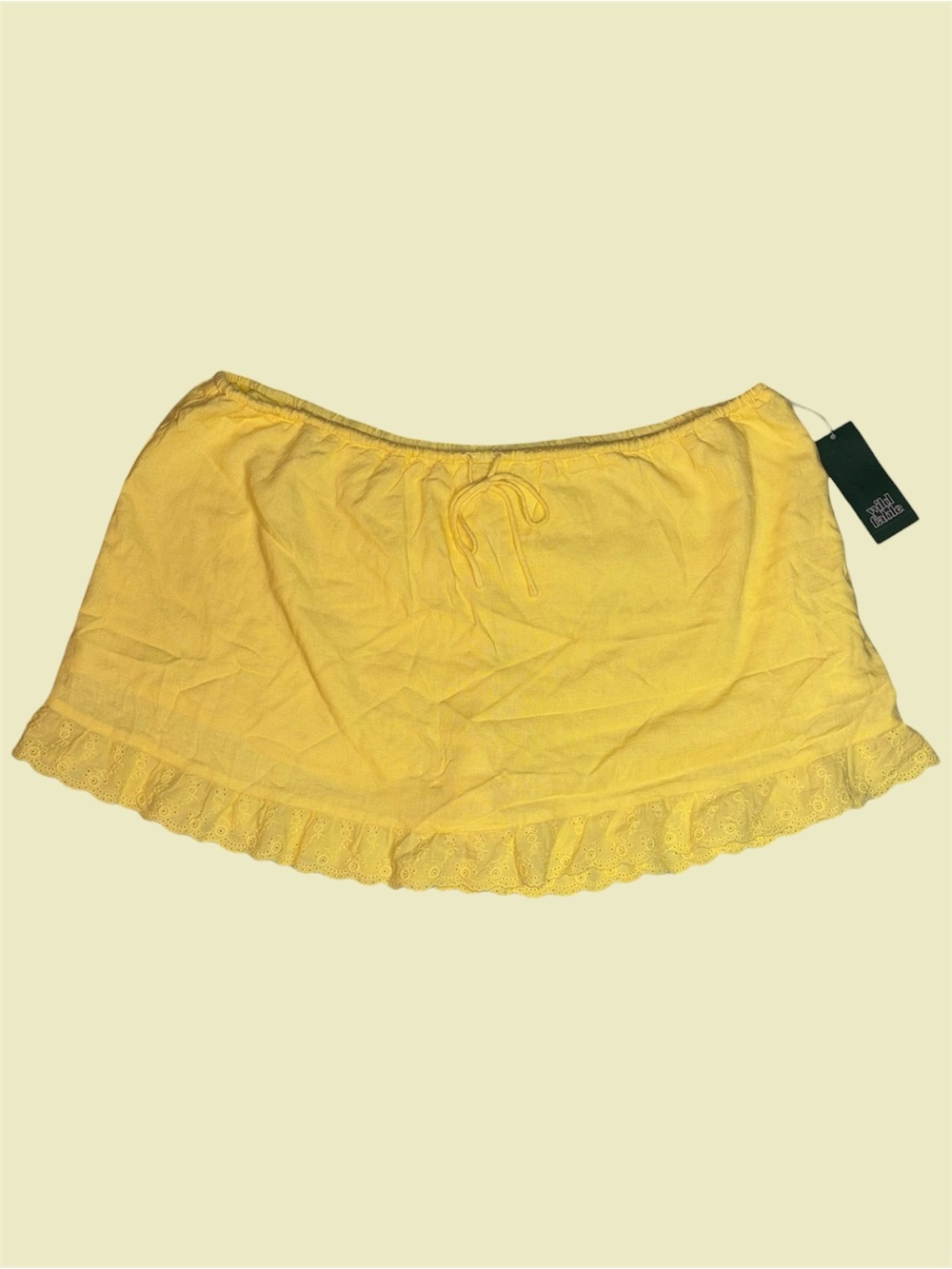 Wild Fable Yellow Eyelet Ruffle Lace Hem Mini Skirt with Built In Shorts